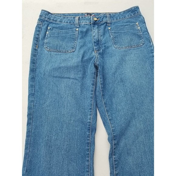 KIKIT Jeans Women 12 (36x29) Stretch Boot Cut Denim Blue Embroidered Pockets Y2K - Picture 2 of 16